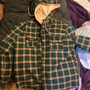 Plaid hooded button up